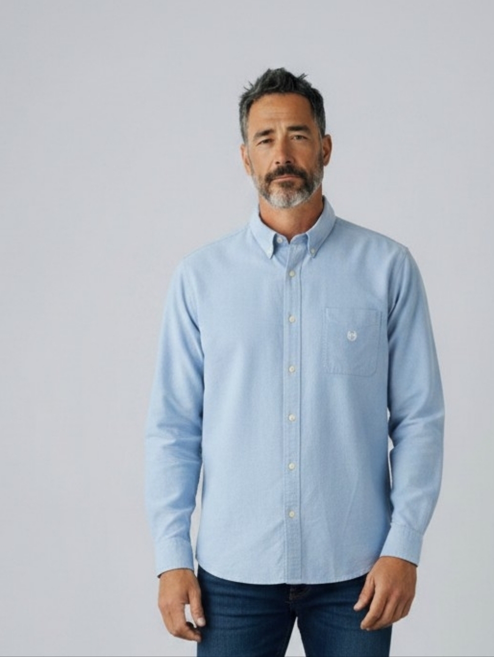 CHAPS Men’s Oxford Chambray Shirt Button Down Long Sleeve Light Blue Big Tall 3X